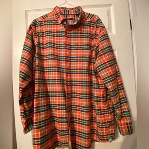 Like new cremiux Mens button up shirt.  Size 2Xtall color plaid orange